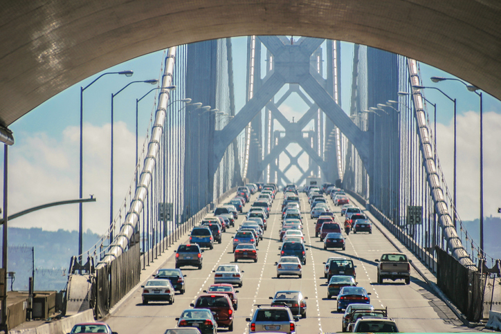 motor vehicles on the bay bridge of san francisco